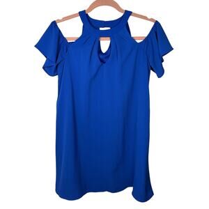 Lily Rose Royal Blue Cold Shoulder Key Hole Mini Dress Women's XS